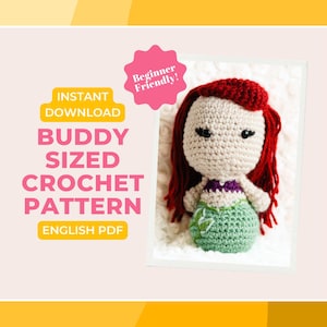 Amigurumi Crochet Doll Pattern - The Little Mermaid - Buddy Size - English PDF Instant Download