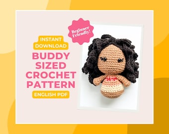 Padrão de Boneca de Crochê Amigurumi - Princesa Polinésia - Tamanho de Amigo - PDF em Inglês Download Instantâneo