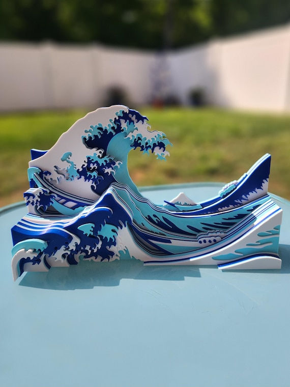 The Great Wave off Kanagawa 3D Printed Art Figure Desk Statue - Etsy