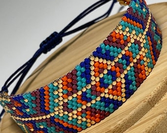Miyuki Seed Bead Woven Cuff Bracelet: Bohemian Ethnic Style
