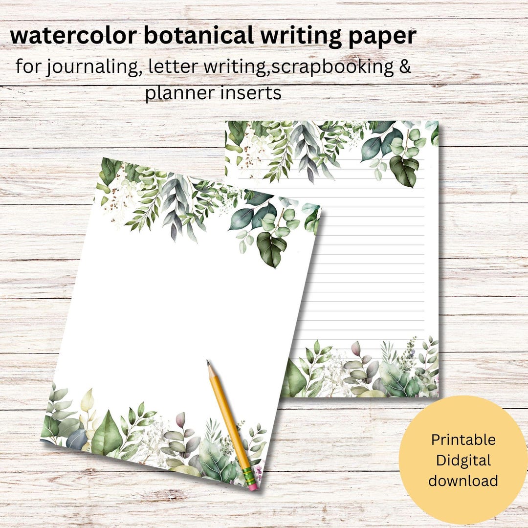 Botanical Floral Writing Paper Printable Stationery for Letters ...
