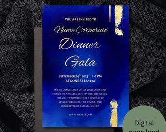 Corporate Invitation Design For Gala Dinner Template Elegant Editable Business Event Invite Instant Download Formal Card