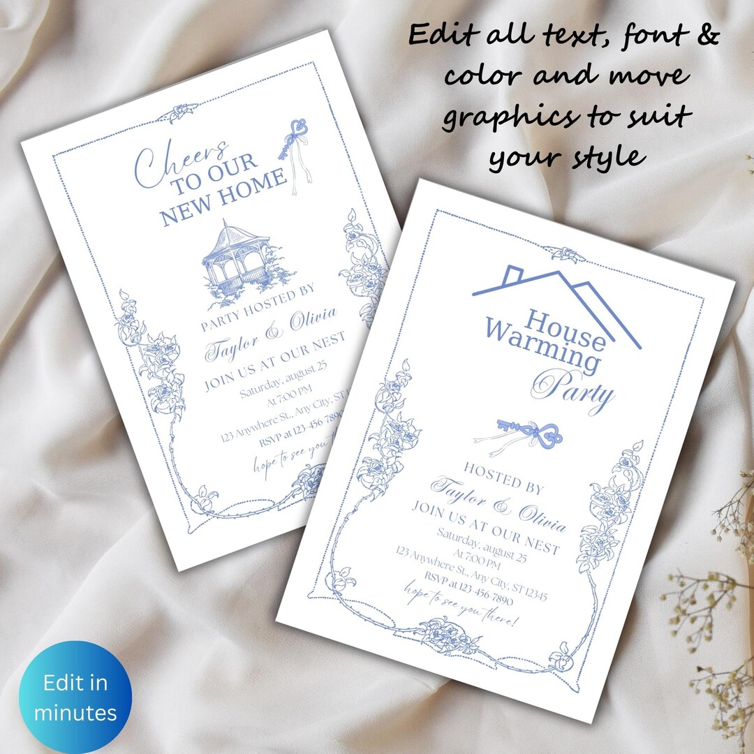 Customizable Housewarming Party Invitation Template Editable Vintage ...