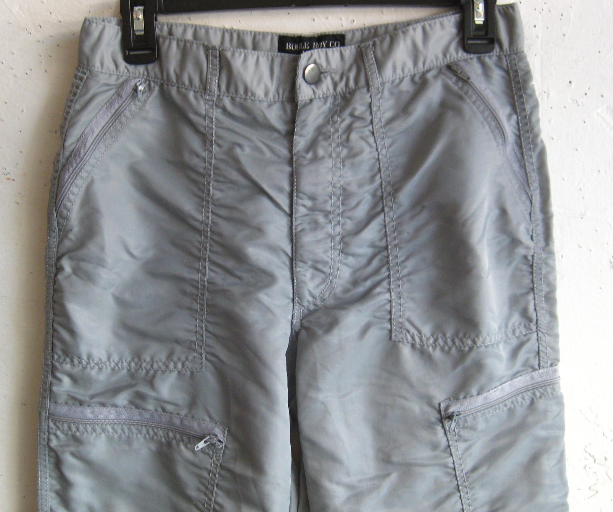 Vintage 80s Bugle Boy Gray Nylon 