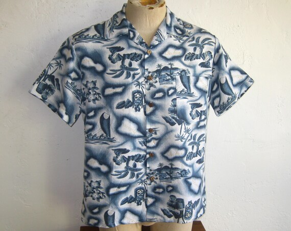 Vintage Kennington Hawaiian Blue Hawaii Map Tiki P