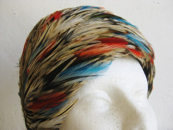 Vintage 60s Feathers Wool Felt Toque Chapeaux Hat - image 6