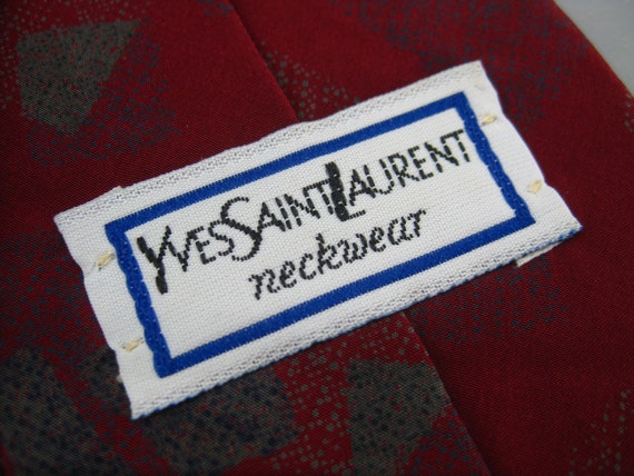 Vintage 80s YSL Yves Saint Laurent Burgundy Gray … - image 8