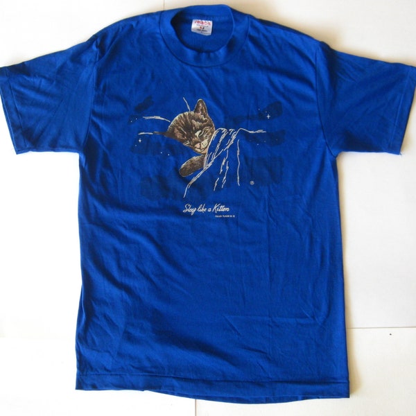 Vintage NOS Chesapeake and Ohio Railway Chessie Cat Blue T-Shirt