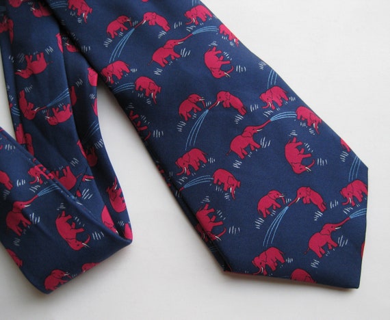 Vintage Hermes Navy Blue Pink Elephants French Sil