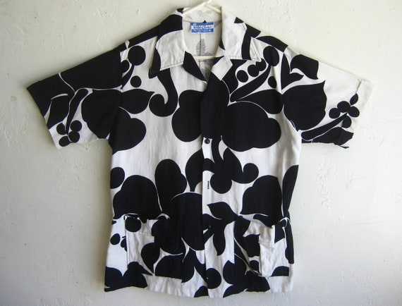 Vintage Waltah Clarke Black & White Cotton Tiki Lu