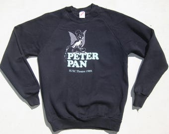 Vintage 80s SUSC Southern Utah State College Theatre Peter Pan Black Cotton Sweatshirt