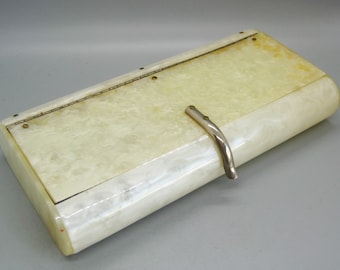 Vintage 40s Lucite Marbled White Clutch Box Purse Florida Handbags Bag