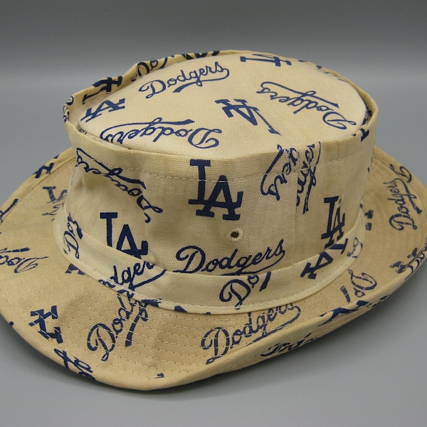 Vintage 60s LA Los Angeles Dodgers Baseball Canvas Beach Comber Fedora Fishing Bucket Hat