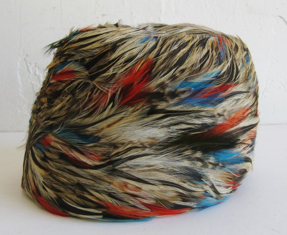 Vintage 60s Feathers Wool Felt Toque Chapeaux Hat - image 8