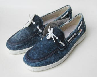 Vintage jaren 80 NOS HOBIE Top Sider Denim Boat Deck Surf Skate Shoes Deadstock Sperry 9.5