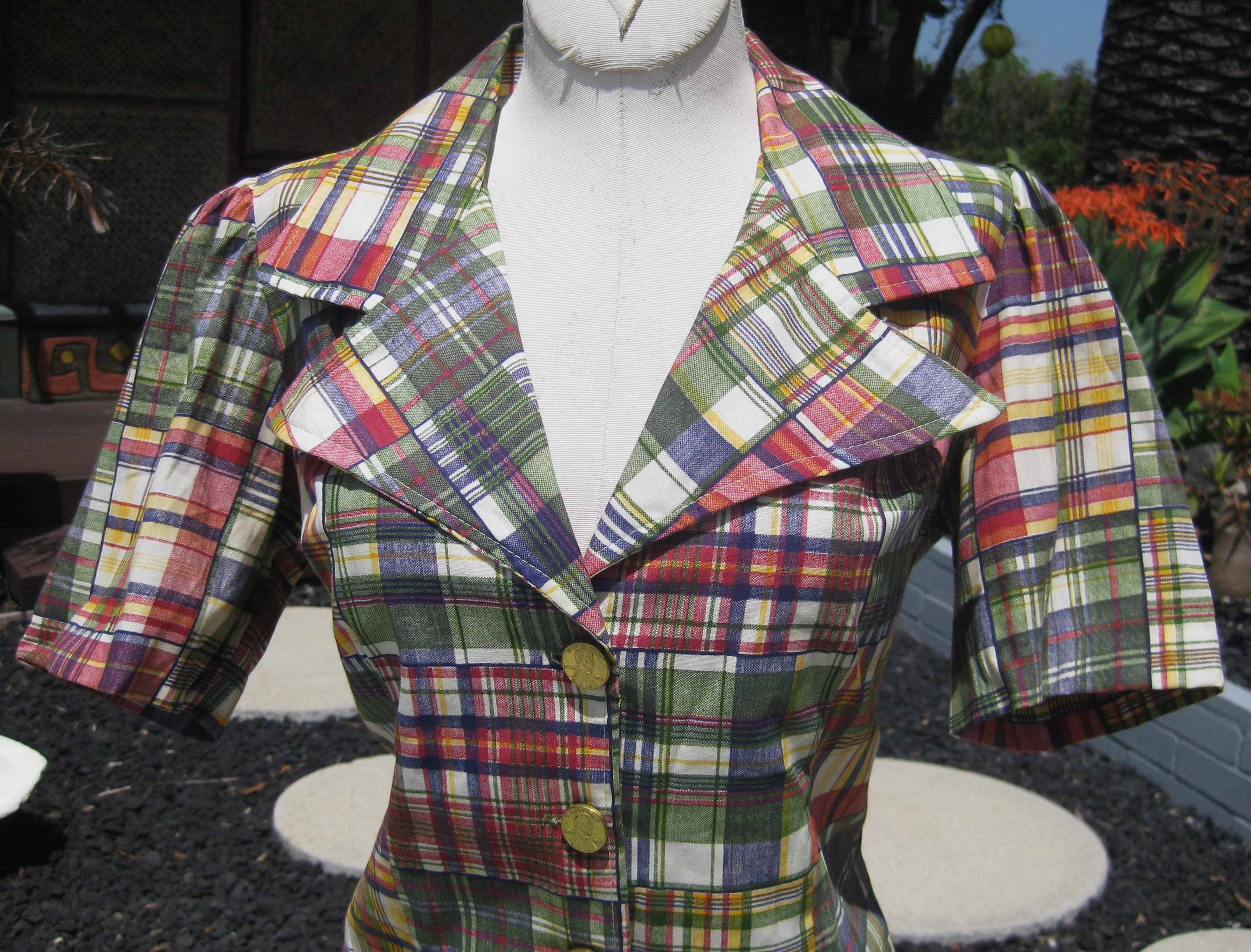 70s Madras Blouse - Etsy 70s Madras Blouse - Etsy
