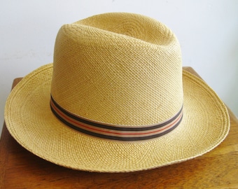 Vintage Panama-Hut für Herren, gewebt aus Stroh und Raffia
