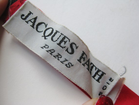 Vintage 40s 50s Jacques Fath Red Abstract French … - image 5