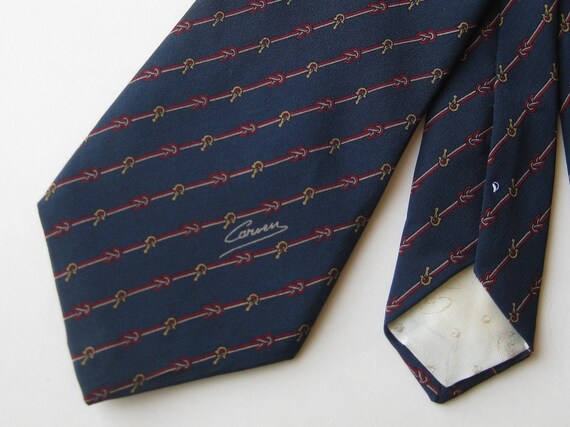 Vintage Carven Navy Blue Print French Silk Mens Neck Tie | Etsy