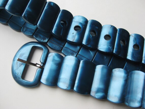 Vintage 50s 60s Marbled Blue Pearl Plastic Panel L