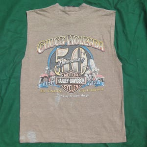 Vintage 90s Harley Davidson Motorcycles Chuck Holenda El Cajon Cotton Sleeveless T-Shirt