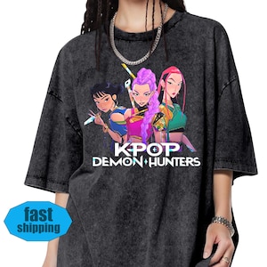 Kpop Demon Hunters T-shirt Gift For Woman,Kpop Huntrix Pin,Demon Hunter Merch,Saja Girls Fan Poster,Kpop Shirt,Jinu Manga Shirt