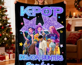 Personalized Huntrix Girls Blanket,Custom K-Pop Demon Hunter Kids Gift,Pink Blanket For Toddler,Cozy Christmas Kids Throw,Mira Zoey Rumi