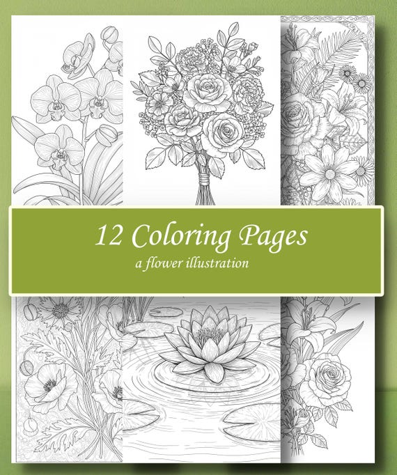 Printable Flower Coloring Pages for adults | Floral Coloring Sheets | Digital Download PDF