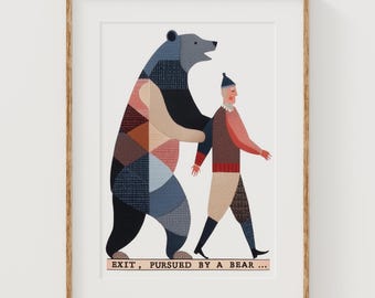 Exit, Pursued by a Bear Art Print: Witty Shakespeare Decor (Digital Download)