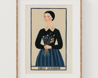 Emily Dickinson Art Printable | Digital Portrait Wall Art | Literary Home Decor