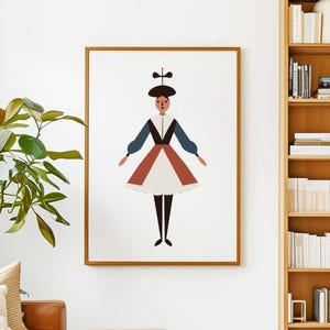 Vintage Marionette Wall Art Printable | Retro Minimalist Puppet Print | Instant Download Digital Art | Mid Century Modern Decor