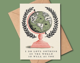 Shakespeare Valentijnskaart | 'Ik hou zo goed van niets in de wereld als van jou' | Afdrukbare literaire kaart (digitale download)