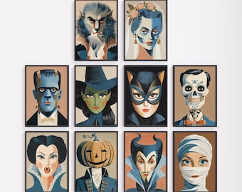 Mid-Century Monsters | Set of 10 Halloween Portraits (Digital Download)
