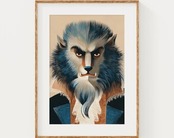 Mid-Century Werewolf | Retro Halloween Printable Wall Art (Digital Download)