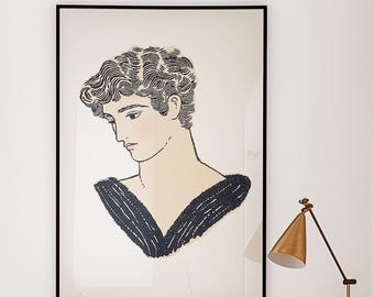 Lámina de arte griego antiguo: Retrato minimalista masculino (descarga digital)