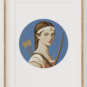 Vintage Artemis Goddess Art Print - Digital Download Wall Decor | Diana Mythology Illustration | Printable Greek Roman Deity Poster