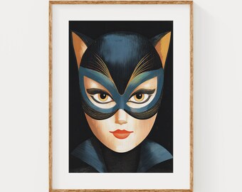 Mid-Century Cat Lady | Retro Halloween Printable Wall Art (Digital Download)