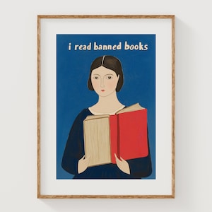 I Read Banned Books Digital Art Print, Feminist Book Lover Wall Art, Reading Poster, Banned Books Week Decor, Instant Download