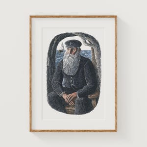 Old Sea Captain Print | Vintage Nautical Lithograph | Maritime Digital Art