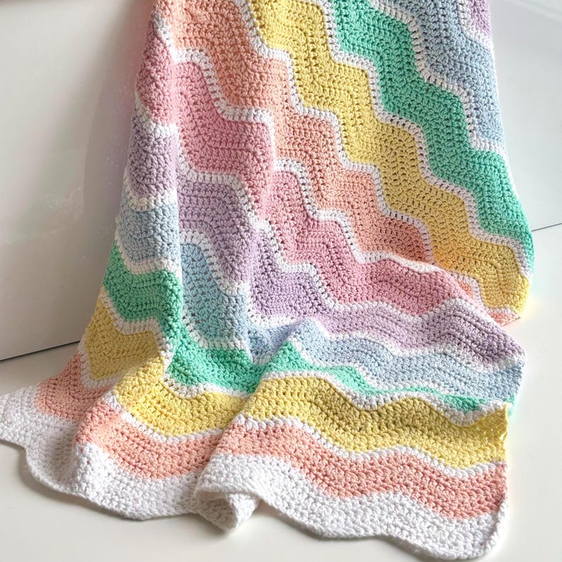 Regenbogen Ripple Baby Decke Häkelanleitung: Einfach Anfänger Chevron Afghan, Kleinkind Überwurf (PDF Muster) Bild 10