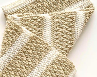 Crochet Baby Blanket Pattern Beginner Friendly Crochet Tutorial Alpine Stitch Textured Design Modern Stripe Gender Neutral Nursery Decor