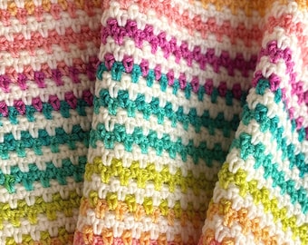 Summer Crochet Baby Blanket Pattern Pdf Afghan New Baby Shower Gift Nursery Rainbow Happy Colors Toddler Throw Linen Stitch Tutorial