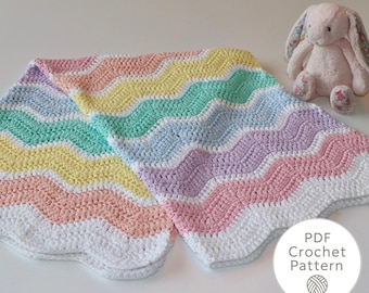 Ripple Stitch Easy Chevron Crochet Baby Blanket Rainbow Ripple