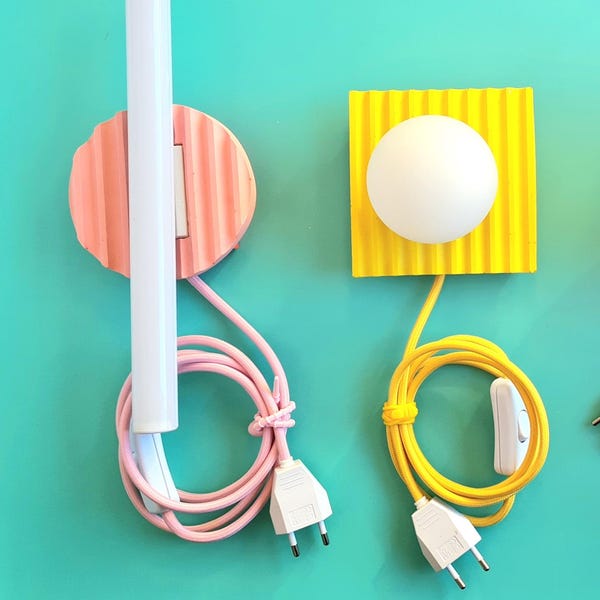 Power cord with switch for Wally and Wanda wall lamps: textile cable in matching color