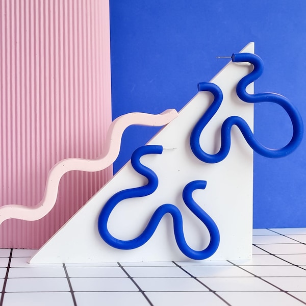 Polymer Clay Squiggle Earrings: Lightweight Colorful Statement Jewelry