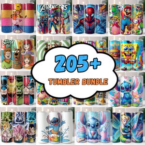 Más de 205 envoltorios para vasos con dibujos animados, de 20 oz (sublimación), para niños, de 20 oz (juego de 20 oz), paquete de envoltorios para vasos con dibujos animados