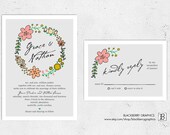 rustic floral Wedding Invitations, vintage romantic shabby chic, DIY printable, Grace design