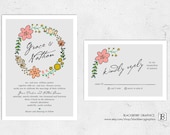 rustic floral Wedding Invitations, vintage romantic shabby chic, DIY printable, Grace design