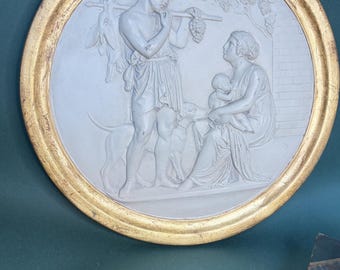 Vintage Neoclassical Bas-Relief Wall Plaque