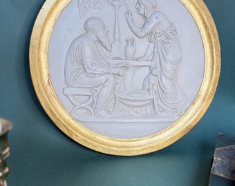 Vintage Neoclassical Bas-Relief Wall Plaque